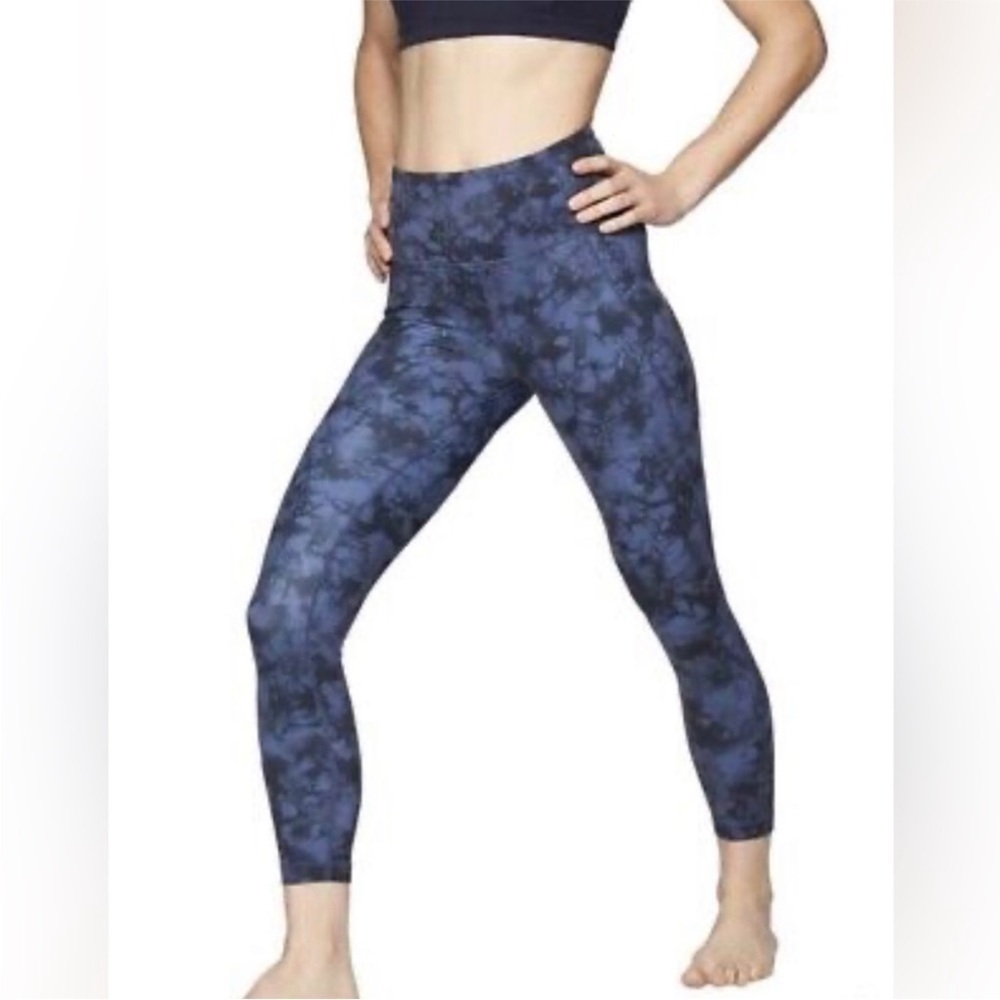 ATHLETA tie-dye salutation kids 7/8 blue legging